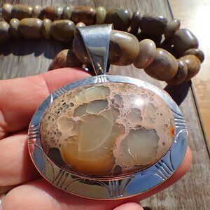 Jay King DTR mine finds unique stone necklace and pendant set 925 Sterling Silve